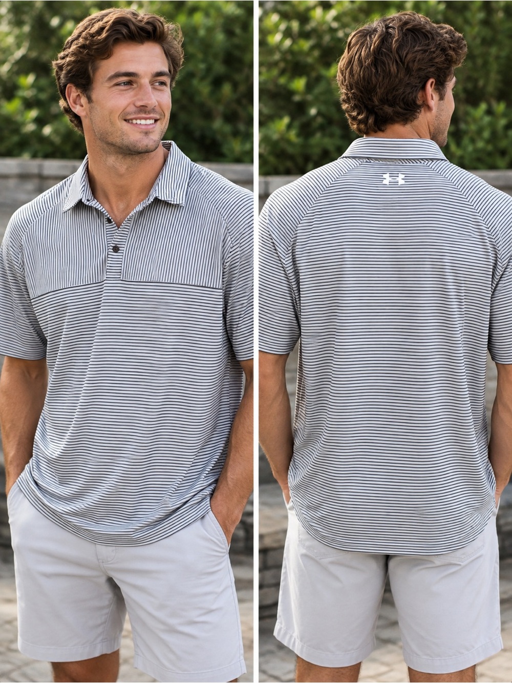 Under Armour HeatGear Men’s Loose Fit Micro-Stripe Golf Polo Gray XL